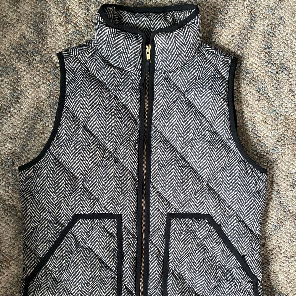 Jcrew Herringbone Puffer Vest